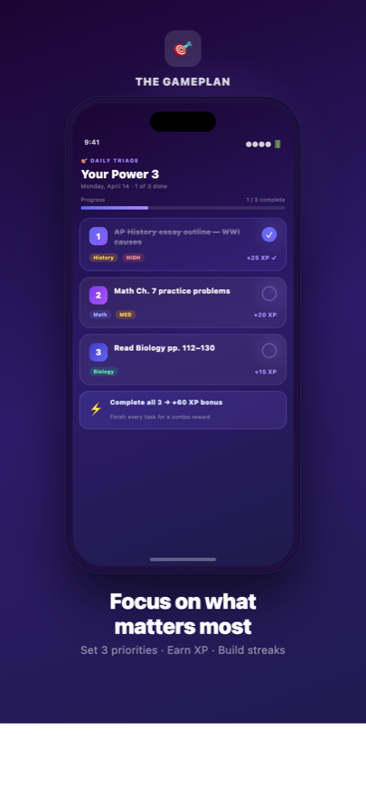 Power 3 — daily focus triage